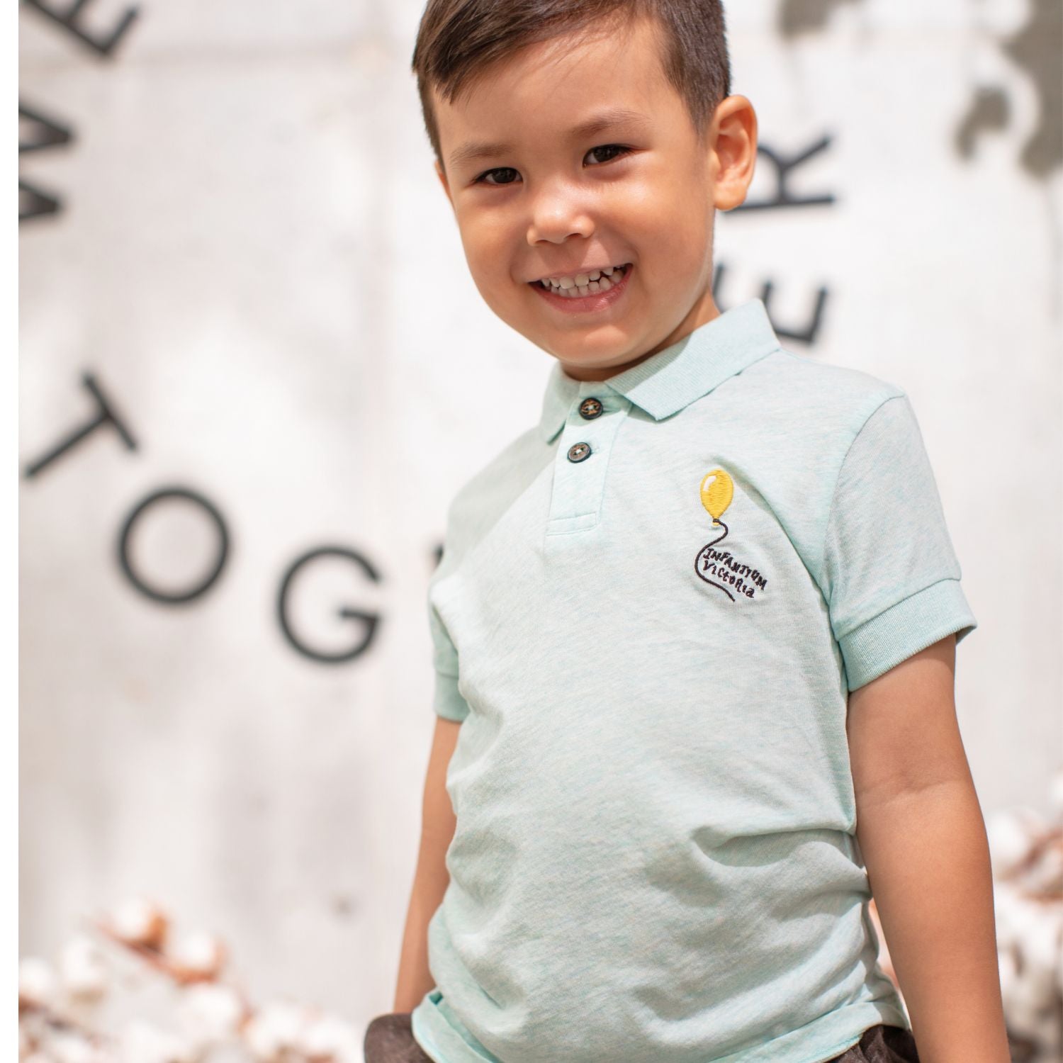 Mint Green Girls and Boys Polo Shirt – view 3 – Infantium Victoria