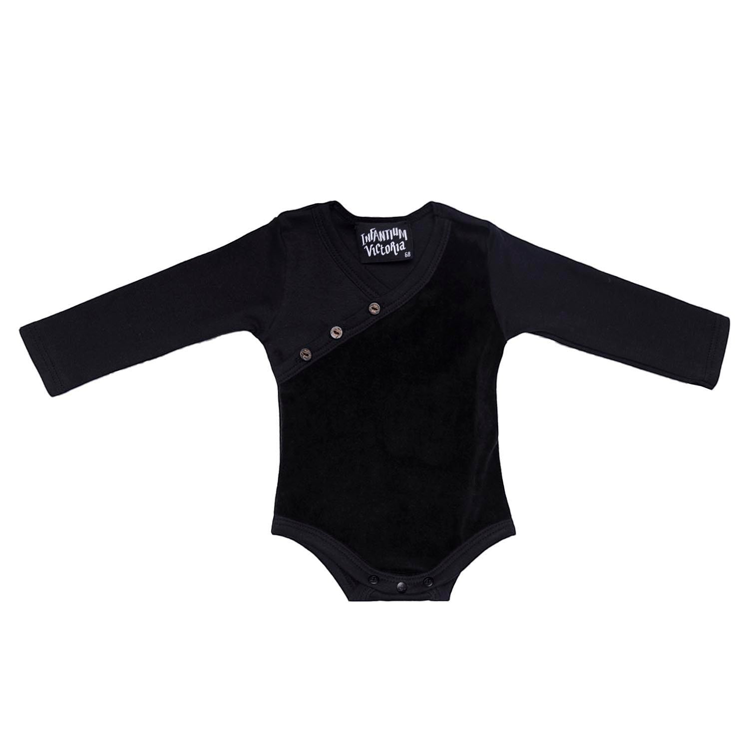 Black Baby Onesie with Velvet Detail – view 4 – Infantium Victoria