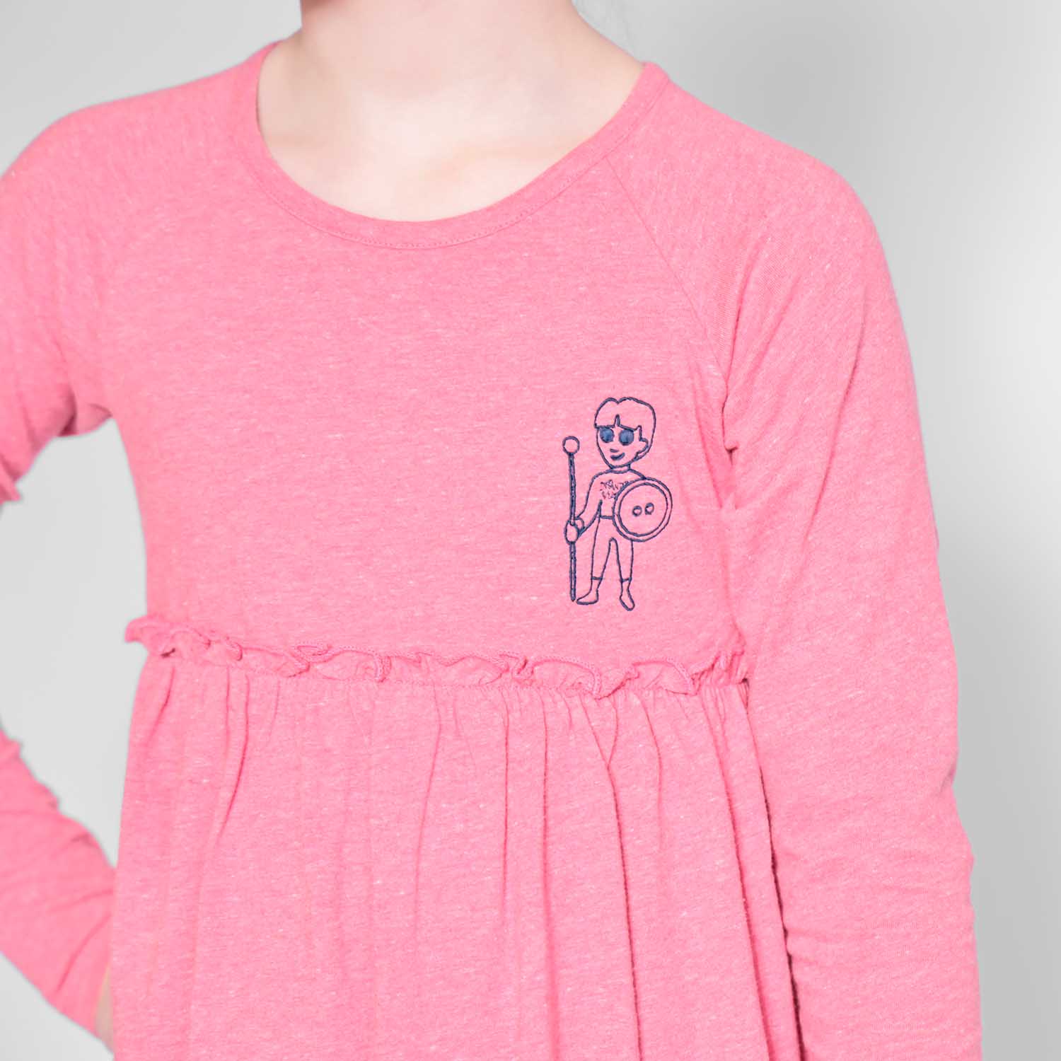 Girls Pink Dress with Embroidery – view 3 – Infantium Victoria