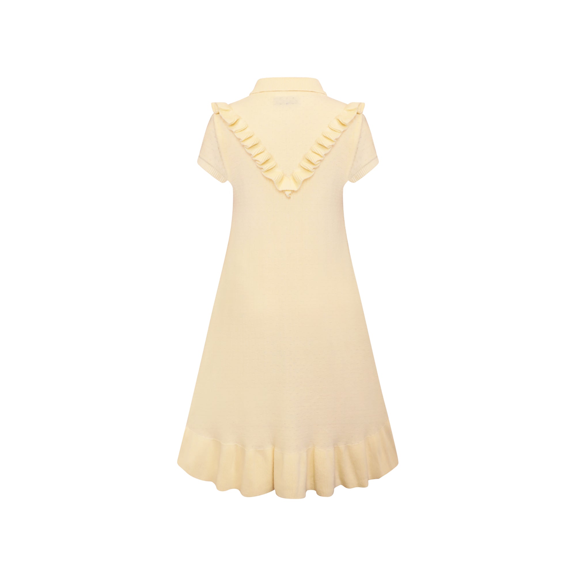 Yellow Knit Midi Dress with Yoke – view 4 – Infantium Victoria