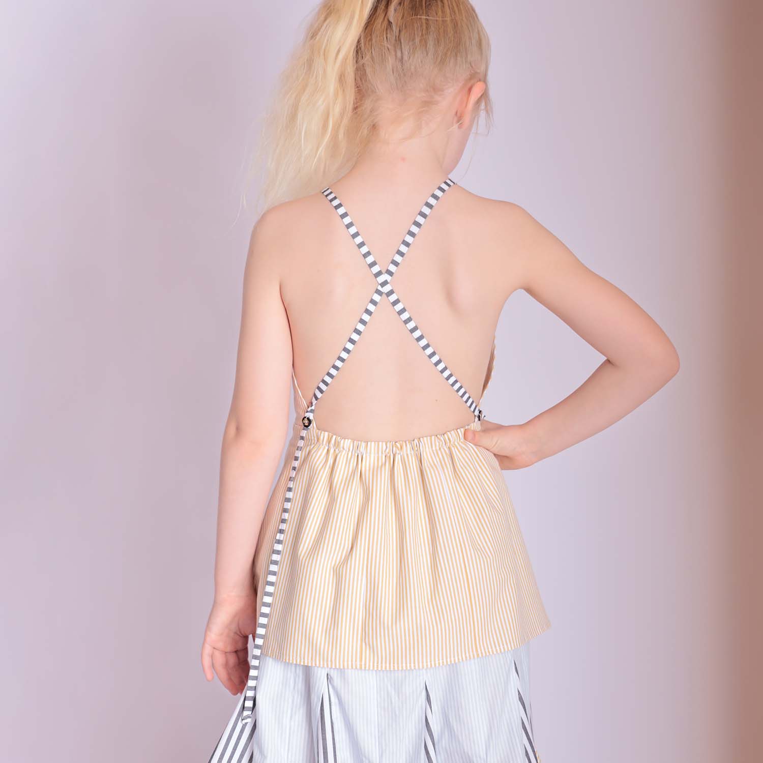 Zero Waste Striped Flower Girl Dress – view 5 – Infantium Victoria