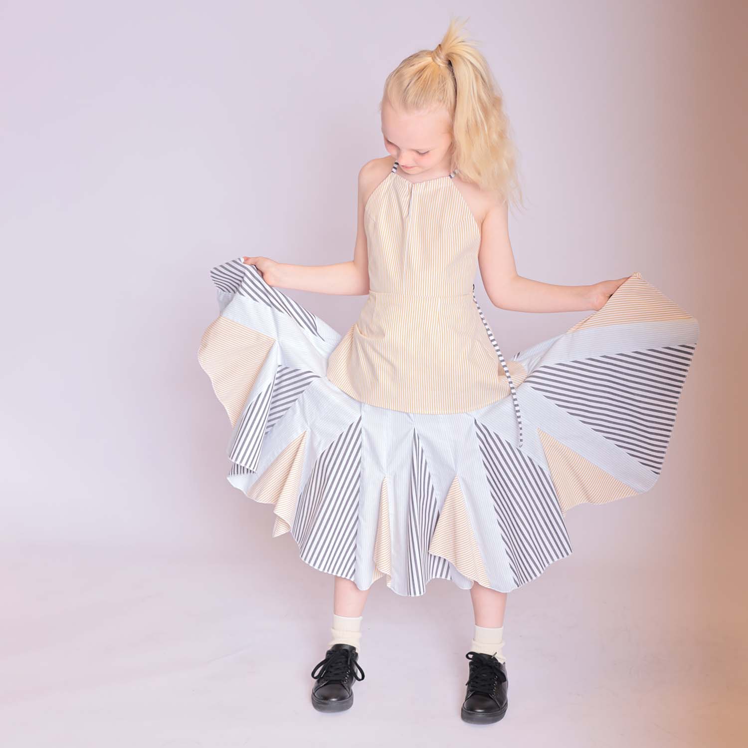 Zero Waste Striped Flower Girl Dress – view 3 – Infantium Victoria