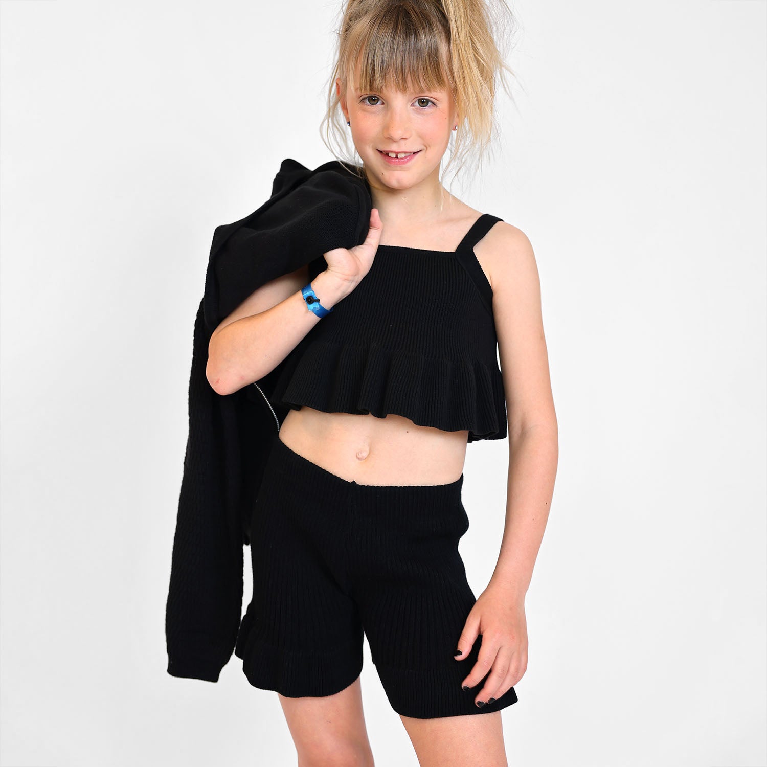 Black Knitted Beach Shorts – view 2 – Infantium Victoria