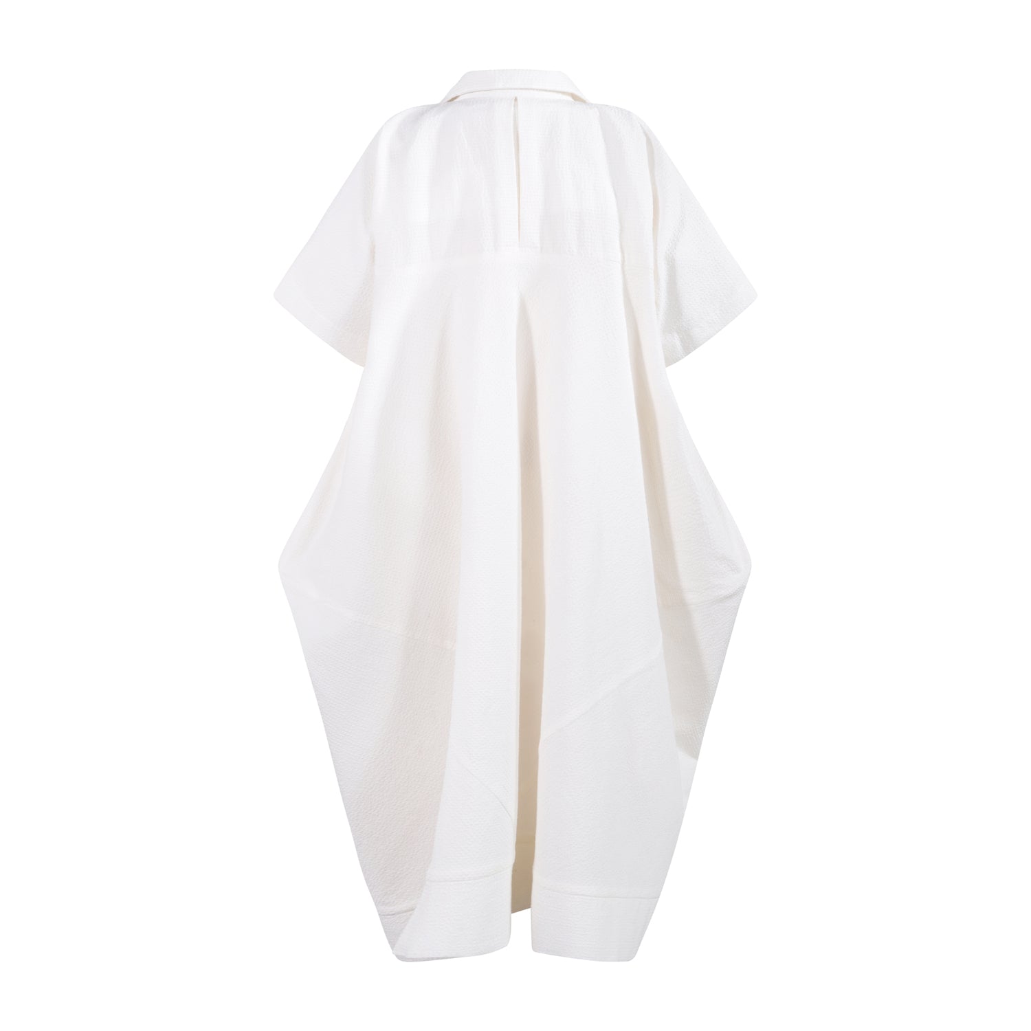The Square Shirt-Dress — White Seersucker – view 2 – Infantium Victoria