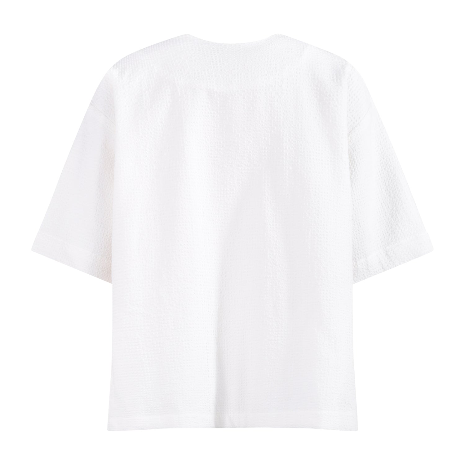 The Woven T-Shirt — White Seersucker – view 2 – Infantium Victoria