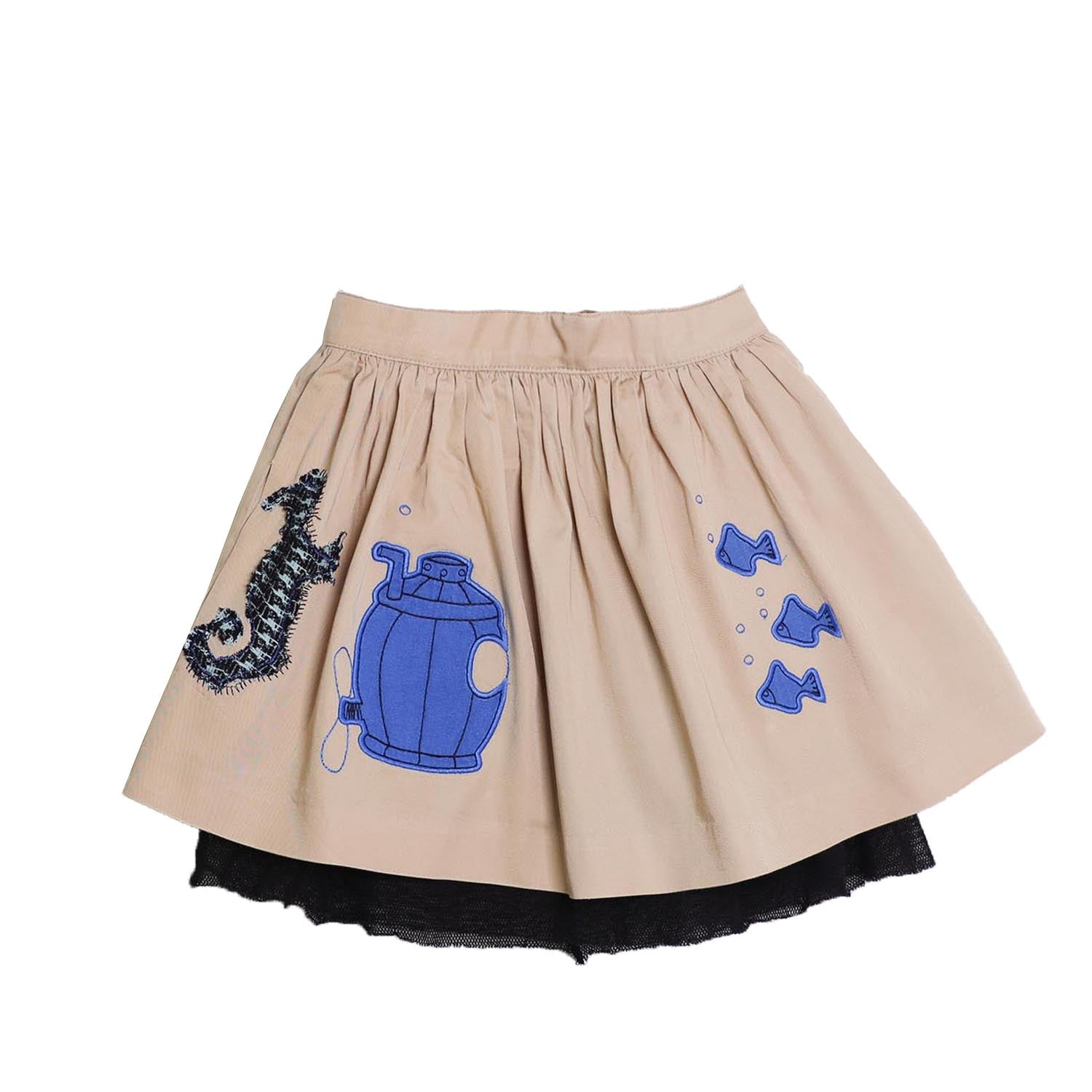 MAGIC MENDING PRELOVED Beige Cotton Skirt with Submarine, 4 years – Infantium Victoria