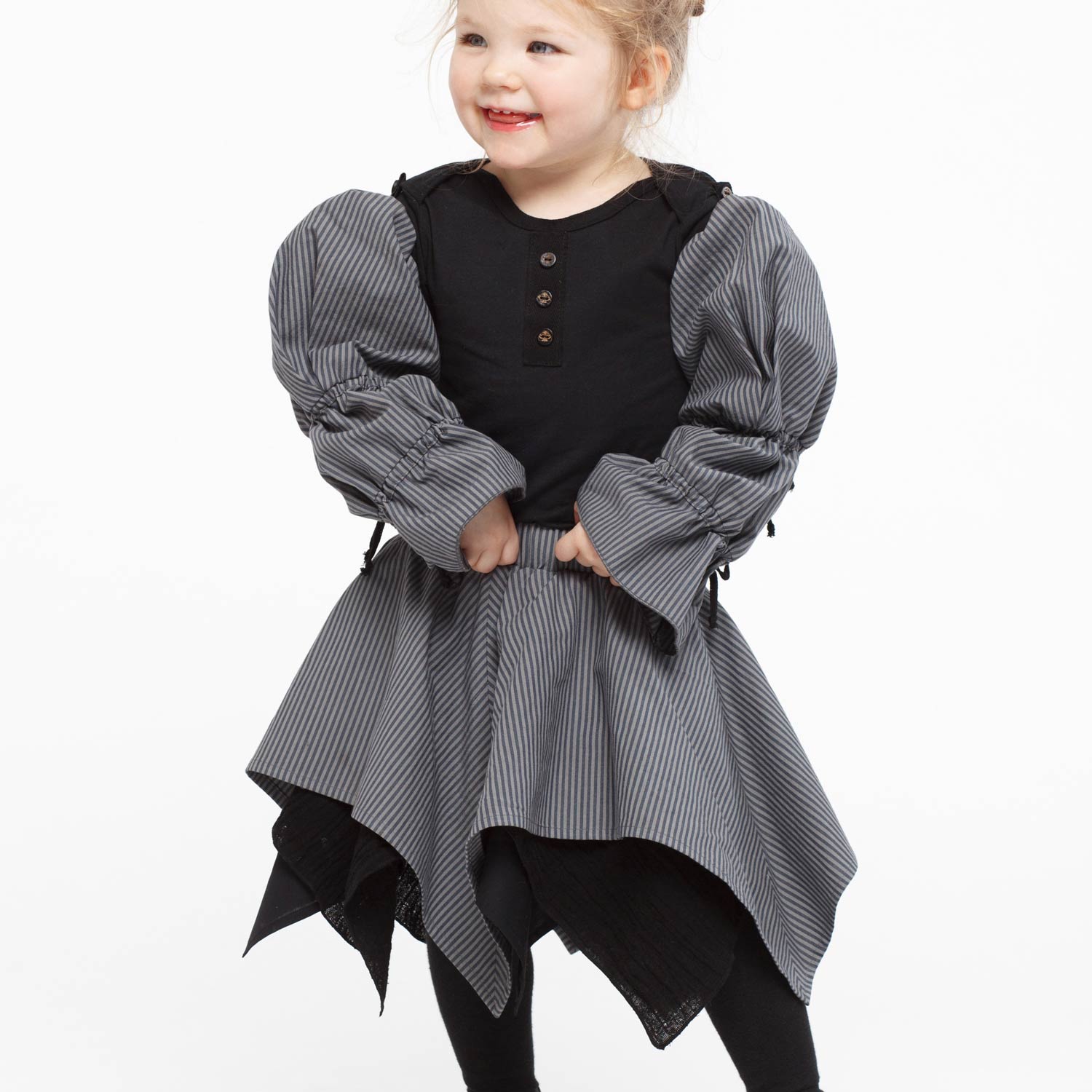 Baby Handkerchief Skirt in Gray Stripes – view 2 – Infantium Victoria