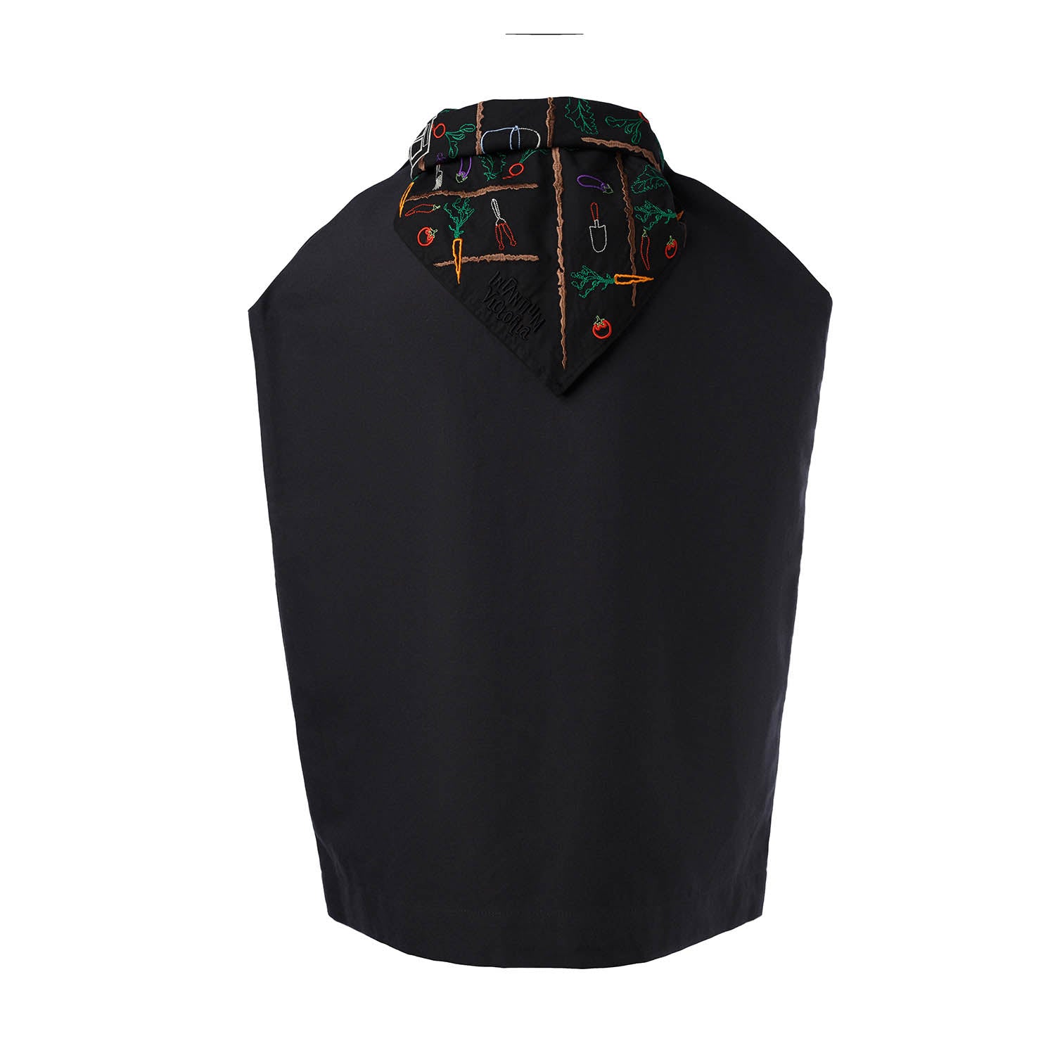 Women Black Handkerchief Dress with Embroidered Scarf – view 2 – Infantium Victoria