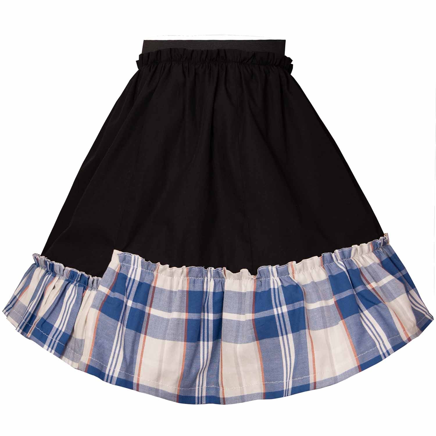 Girls Black Skirt with Tartan Detail in Blue & White – view 3 – Infantium Victoria