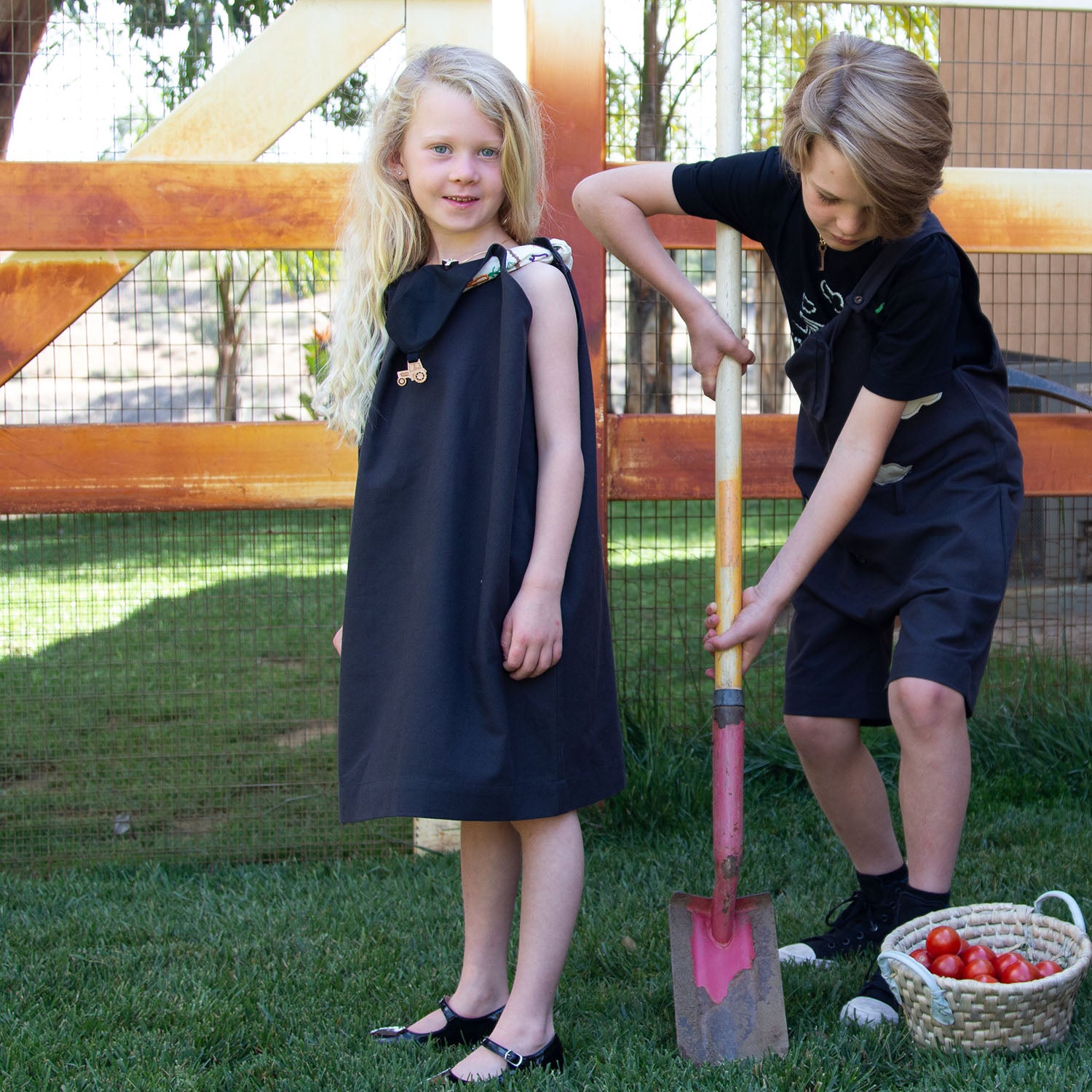 Girls' Handkerchief Dress in Black – view 3 – Infantium Victoria