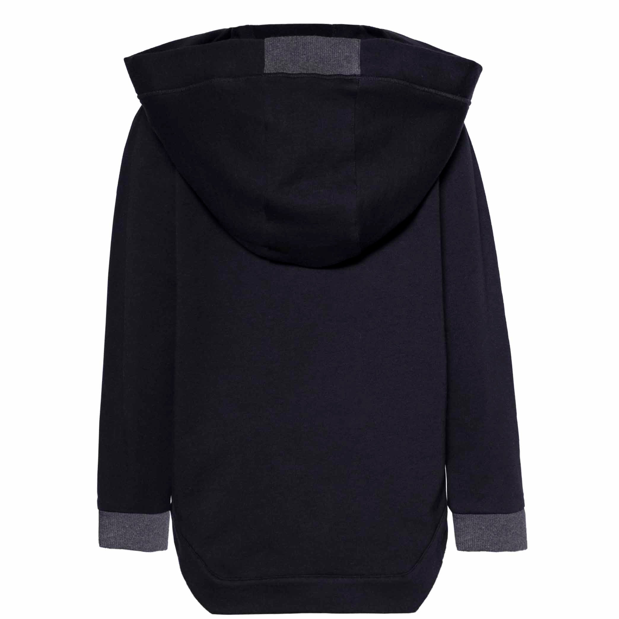 Black Cotton Hoodie with Appliqué – view 4 – Infantium Victoria