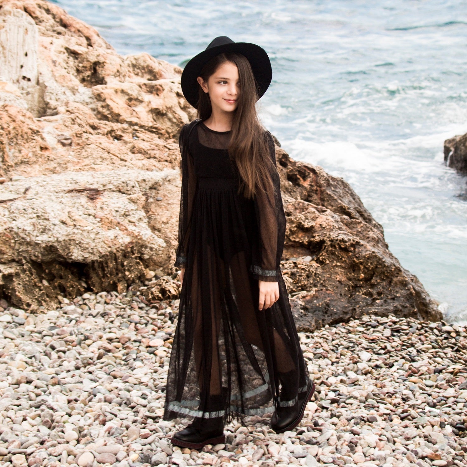 Girls Black Tulle Dress – view 2 – Infantium Victoria