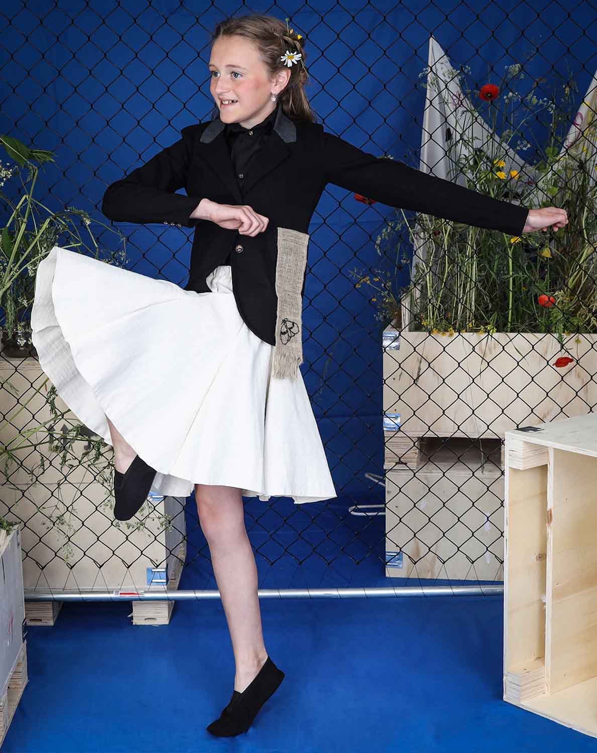 Kids' Black Tailored Jacket with Hemp Sash – view 4 – Infantium Victoria