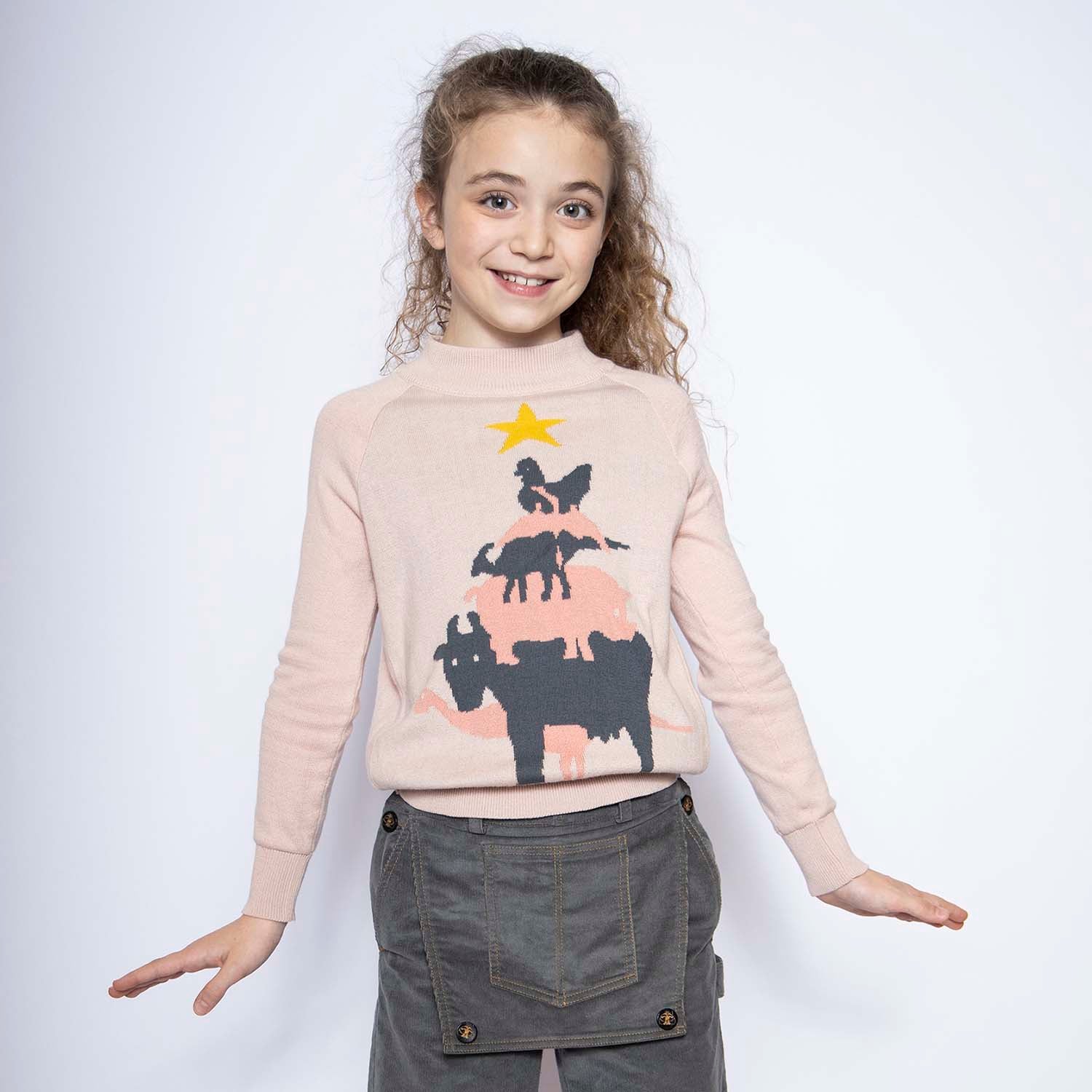 Pink Girls Christmas Sweater – view 2 – Infantium Victoria