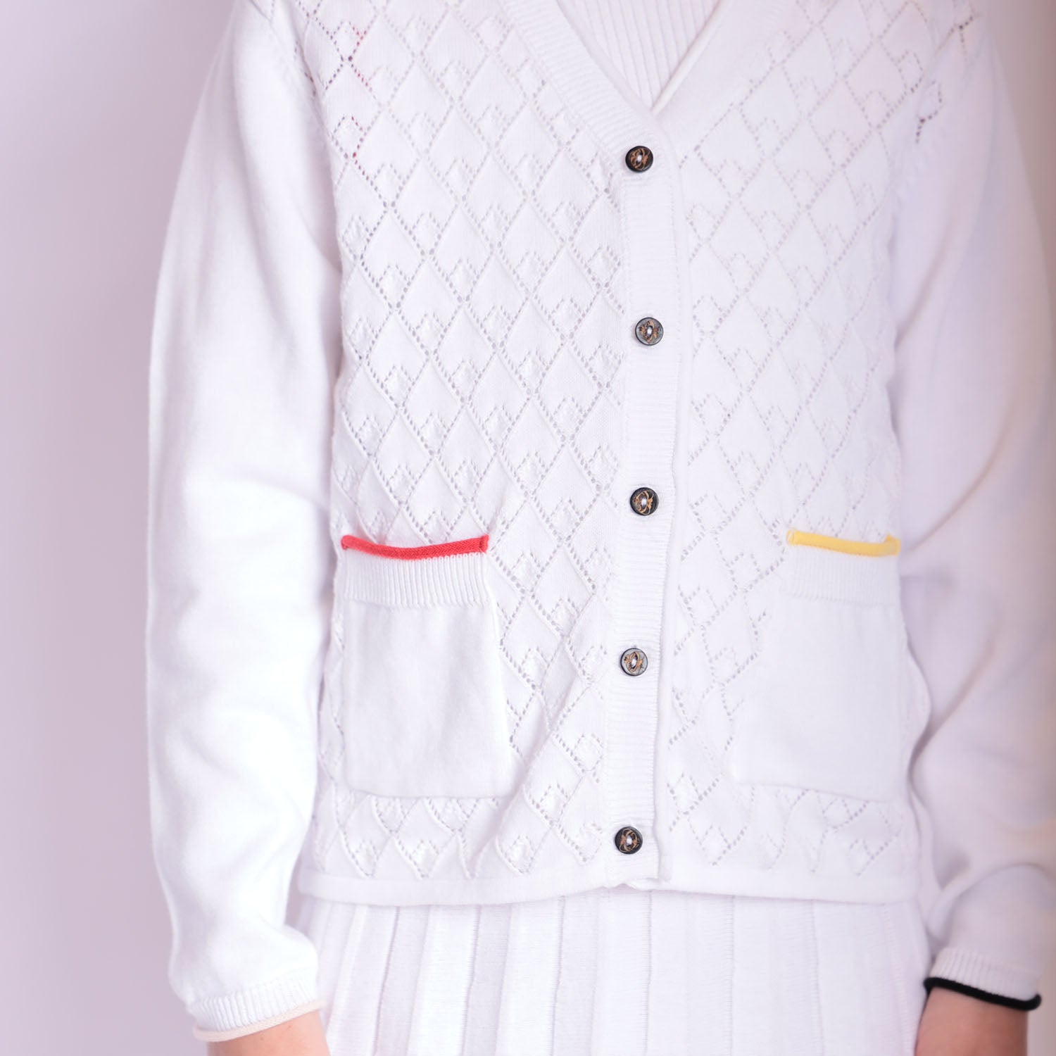 Girls White Cardigan – view 5 – Infantium Victoria