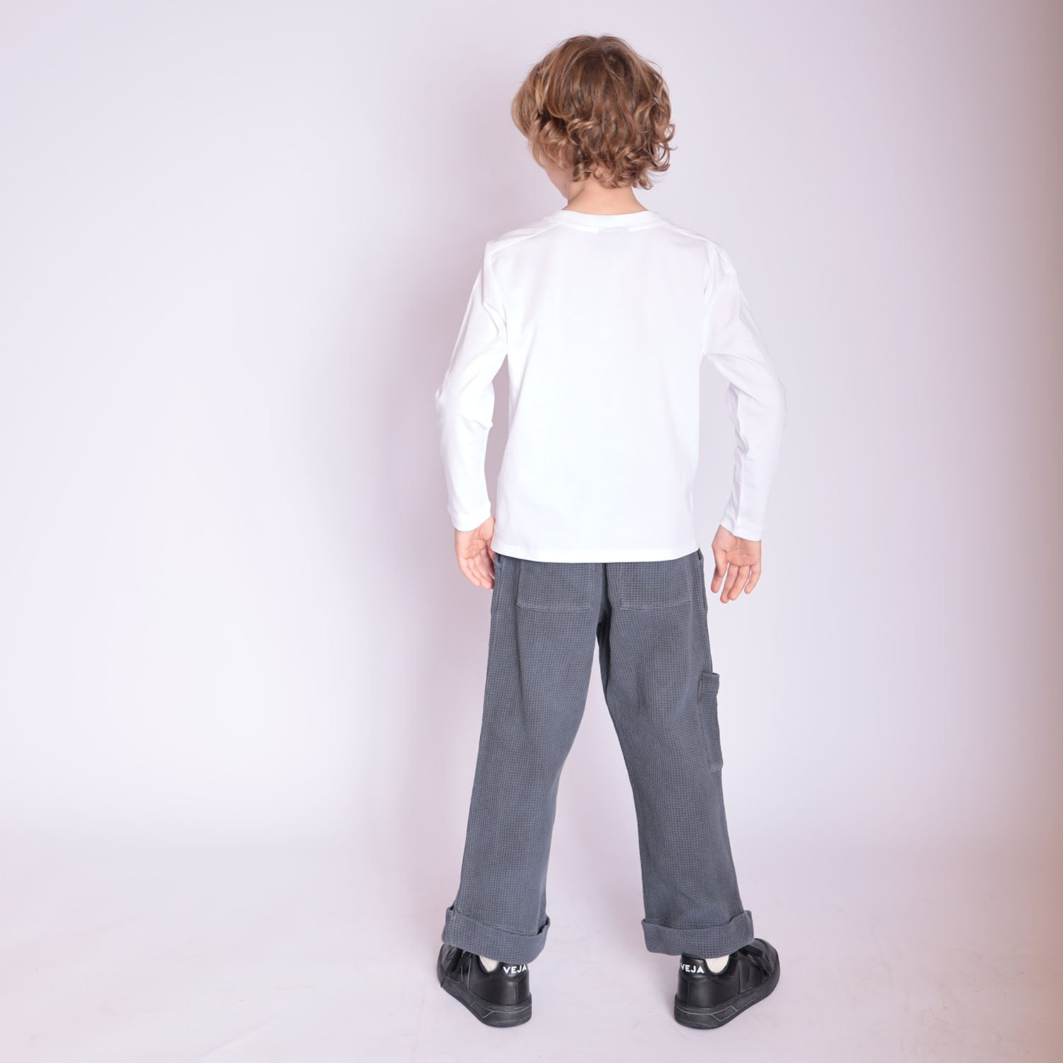 Grey Waffle Pants for Kids – view 3 – Infantium Victoria