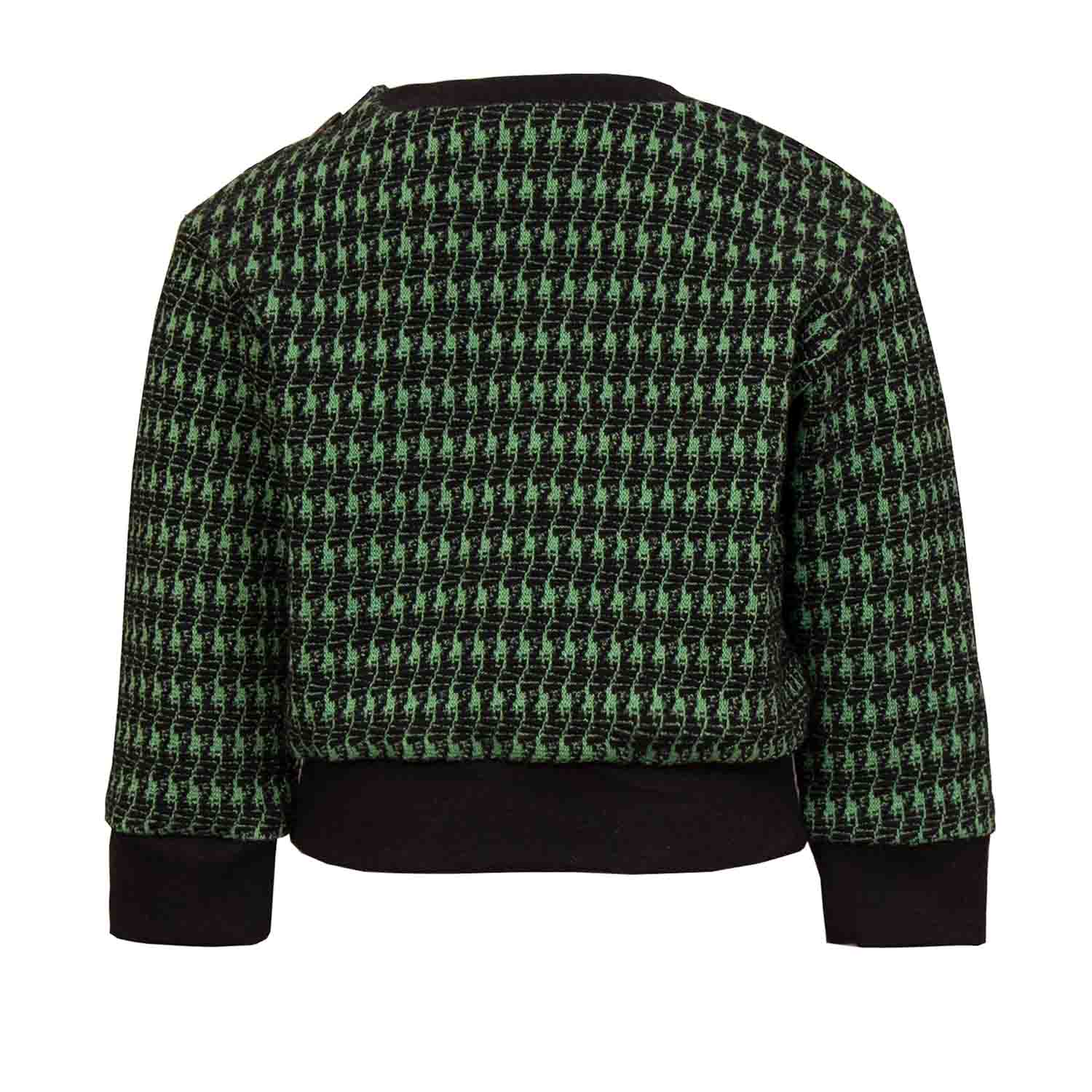 Black and green pied de poule Baby Sweatshirt with Dragon Appliqué – view 2 – Infantium Victoria
