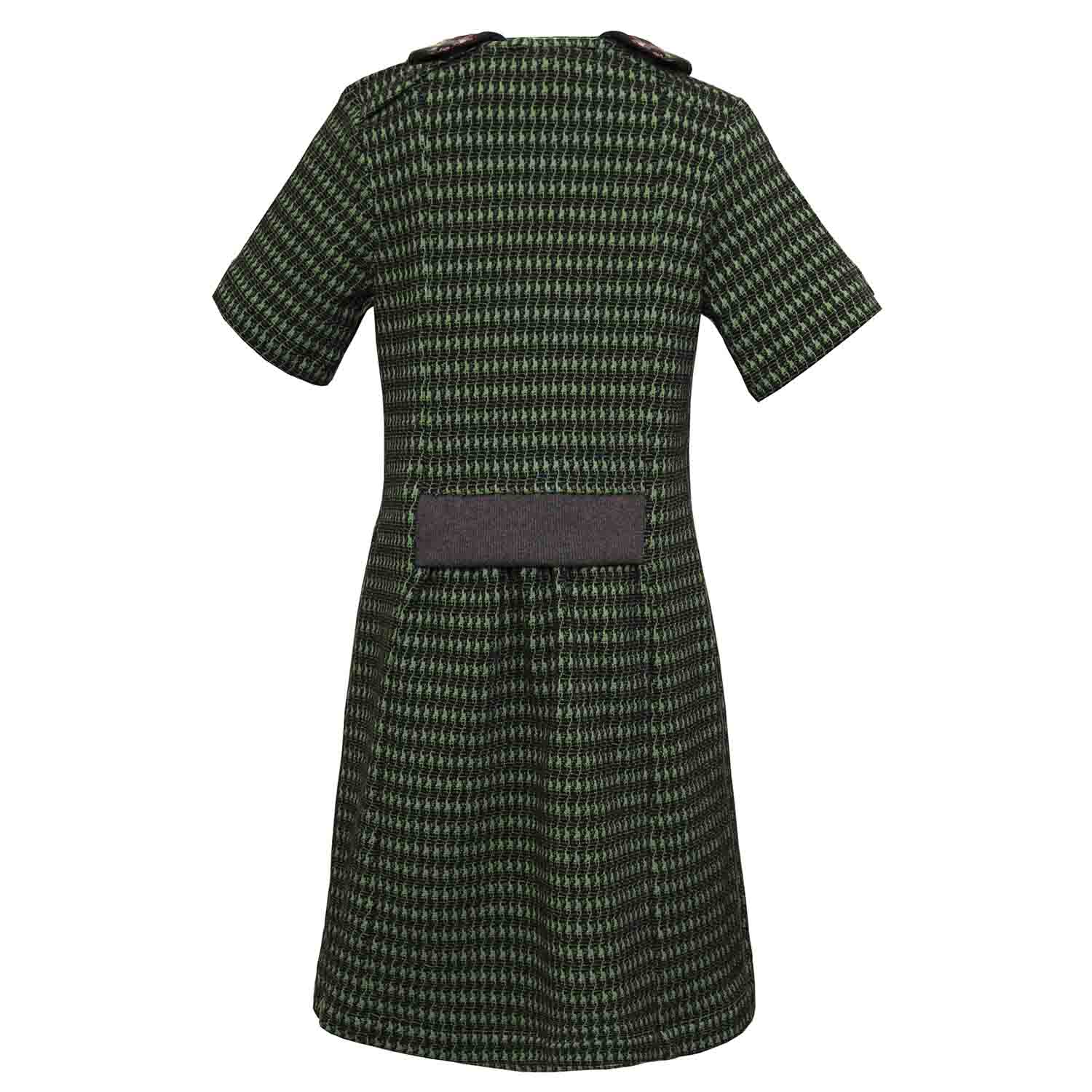 Kids Green pied de poule A-line Dress – view 3 – Infantium Victoria