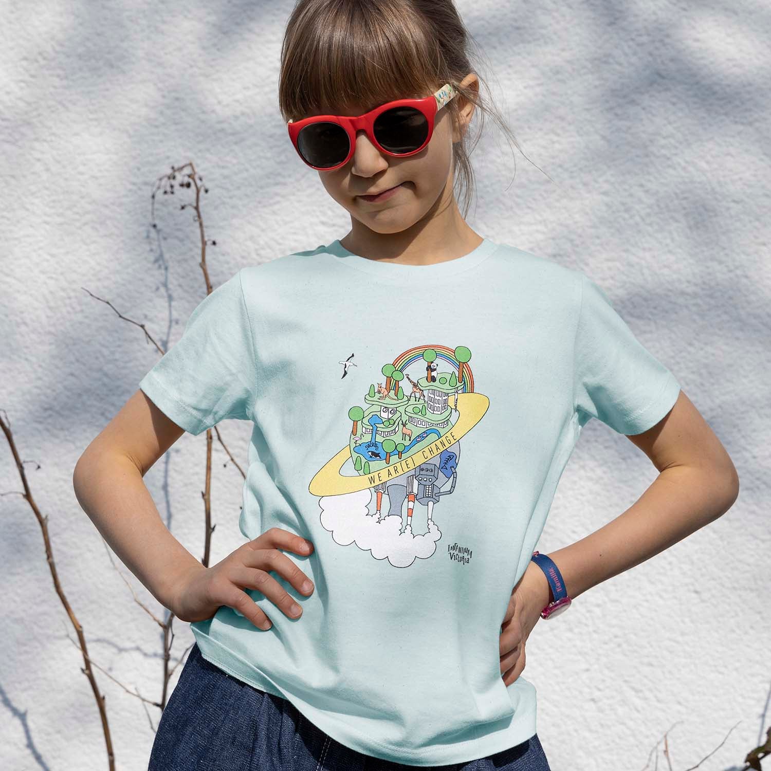 Earth Day T Shirt for Kids in Mint Green – view 2 – Infantium Victoria